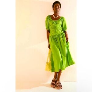 Free People Moonlight Midi Dress retro pockets drop waist boho flowy Size XL